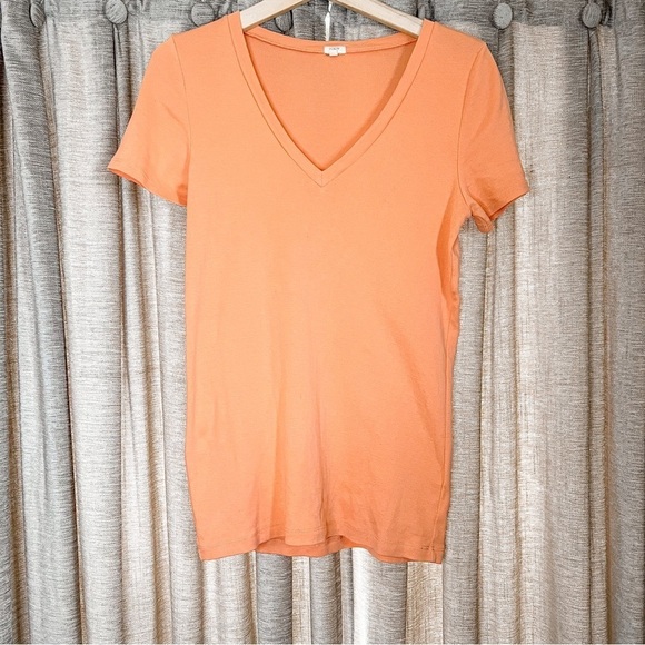 J Crew V-Neck Orange T-Shirt Size Medium - Picture 1 of 11